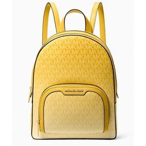 New Michael Kors Jaycee Medium Ombré Signature Logo Backpack Daisy Yellow